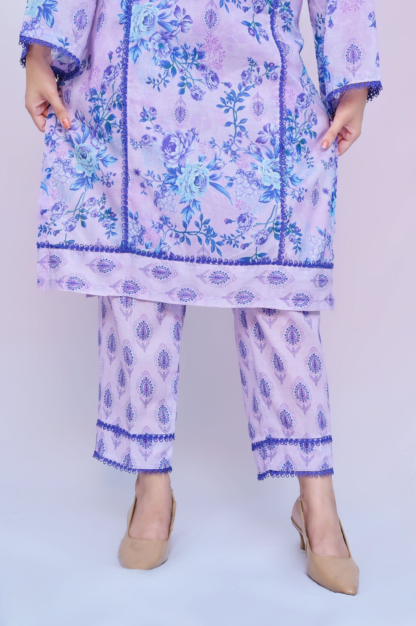 Blue Roses 3-Piece Lawn Suit Unstitched (A-105)