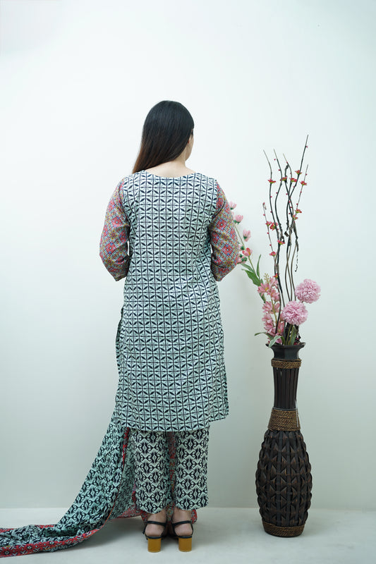 Sindhi Harmony 3-Piece Lawn Suit Unstitched (A-119)