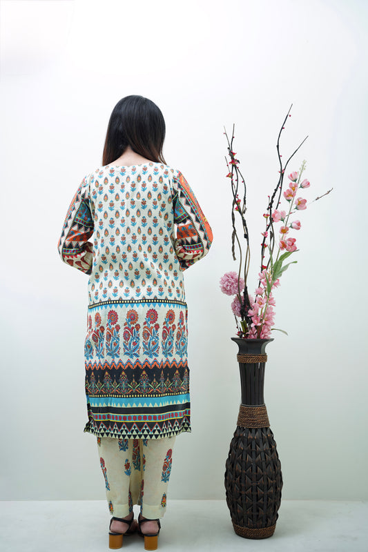 Bohemian Bloom 3-Piece Lawn Suit Unstitched (A-124)