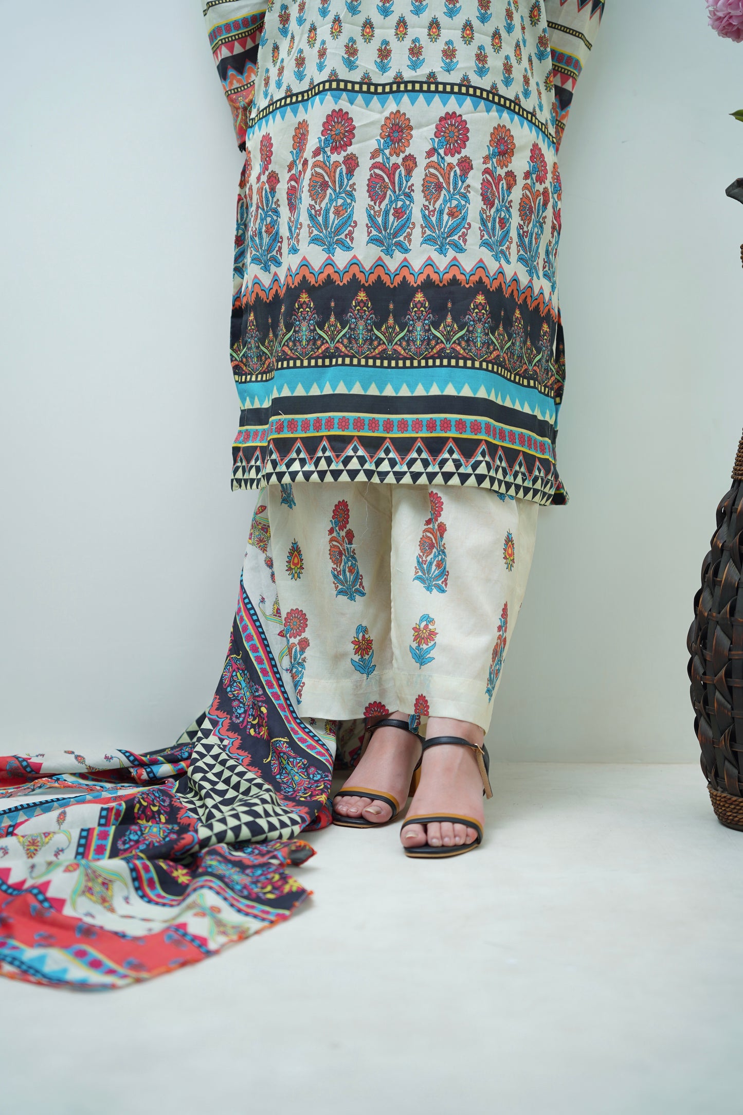 Bohemian Bloom 3-Piece Lawn Suit Unstitched (A-124)