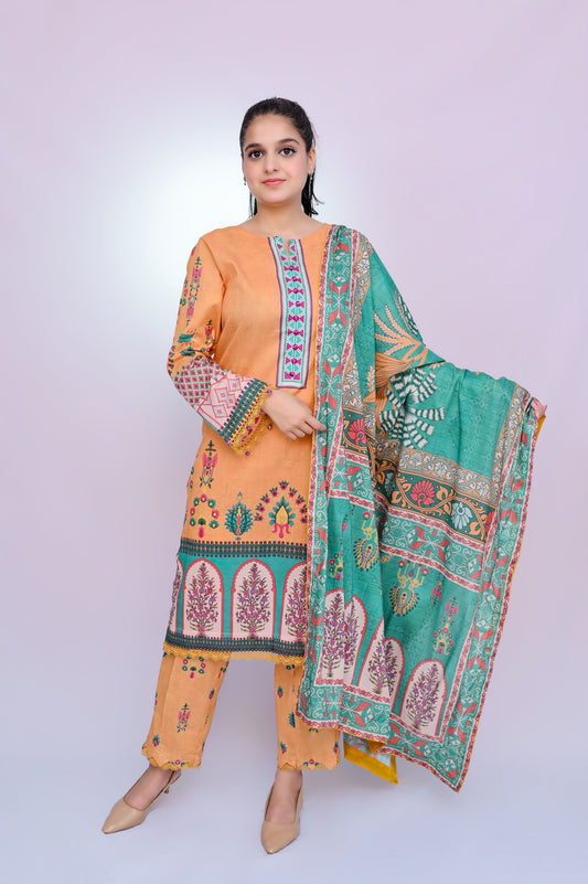 Tropical 3-Piece Lawn Suit Unstitched (A-115)