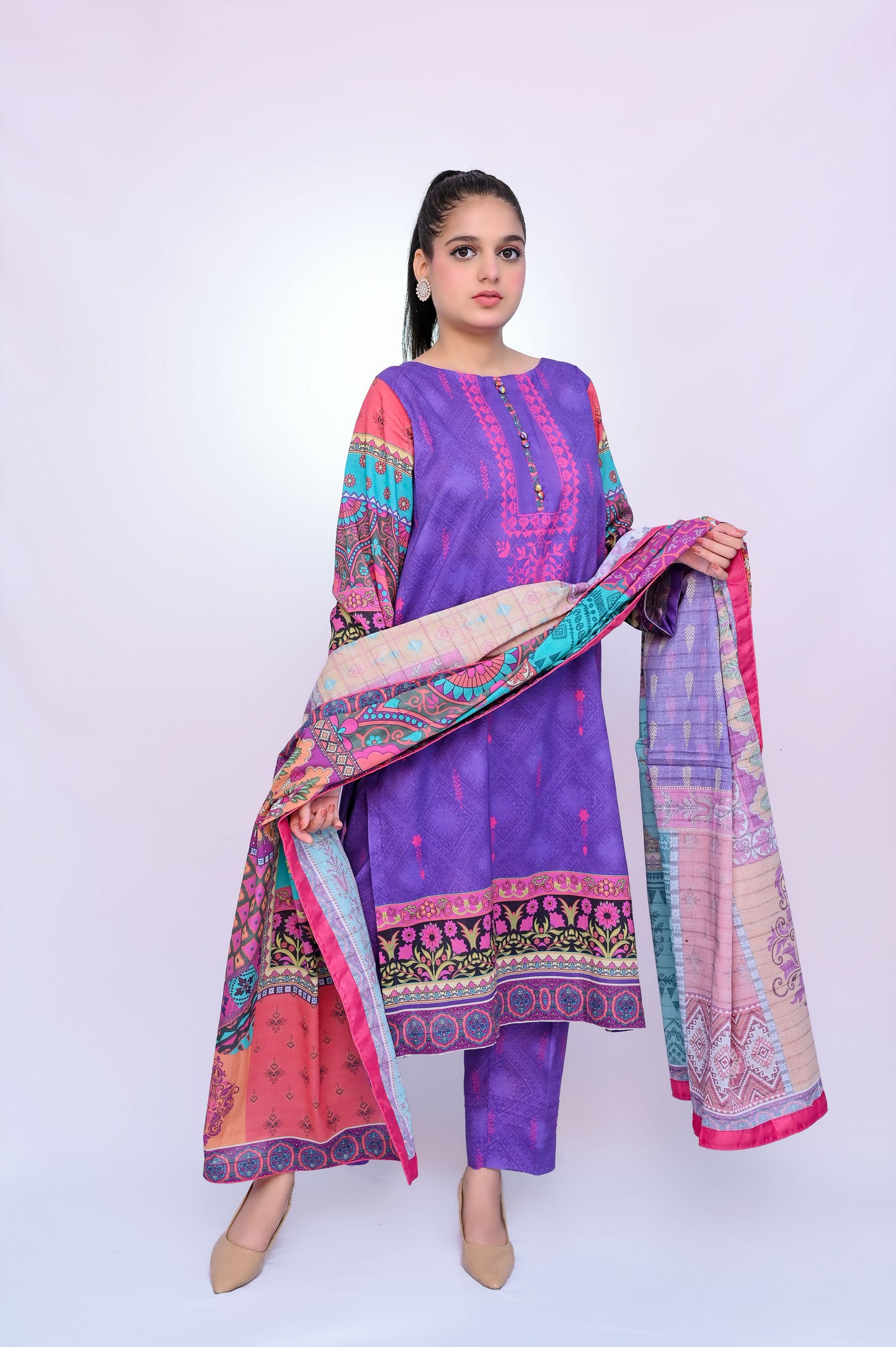 Geometric 3-Piece Lawn Suit Unstitched (A-111)