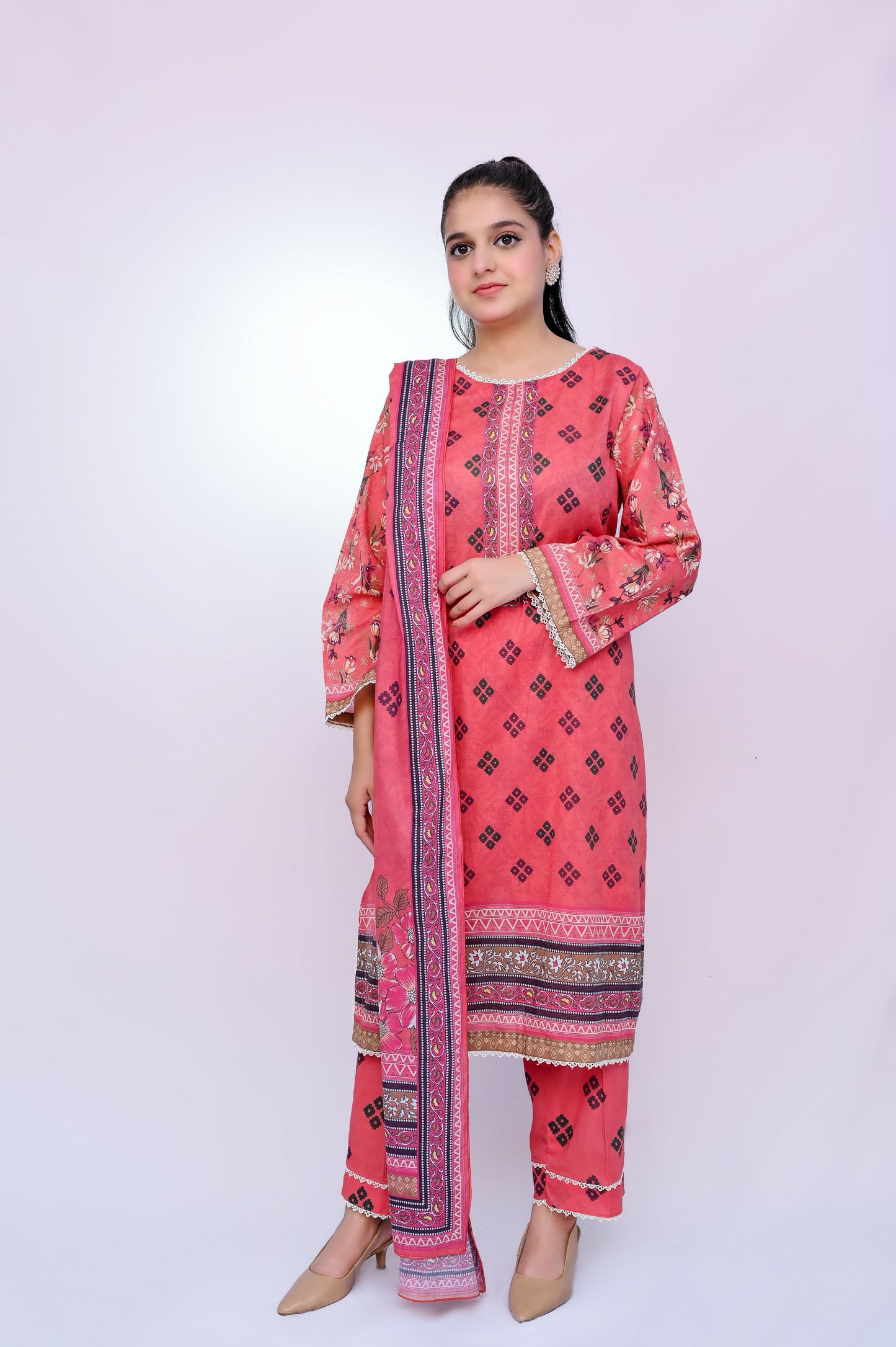 Retro 3-Piece Lawn Suit Unstitched (A-113)