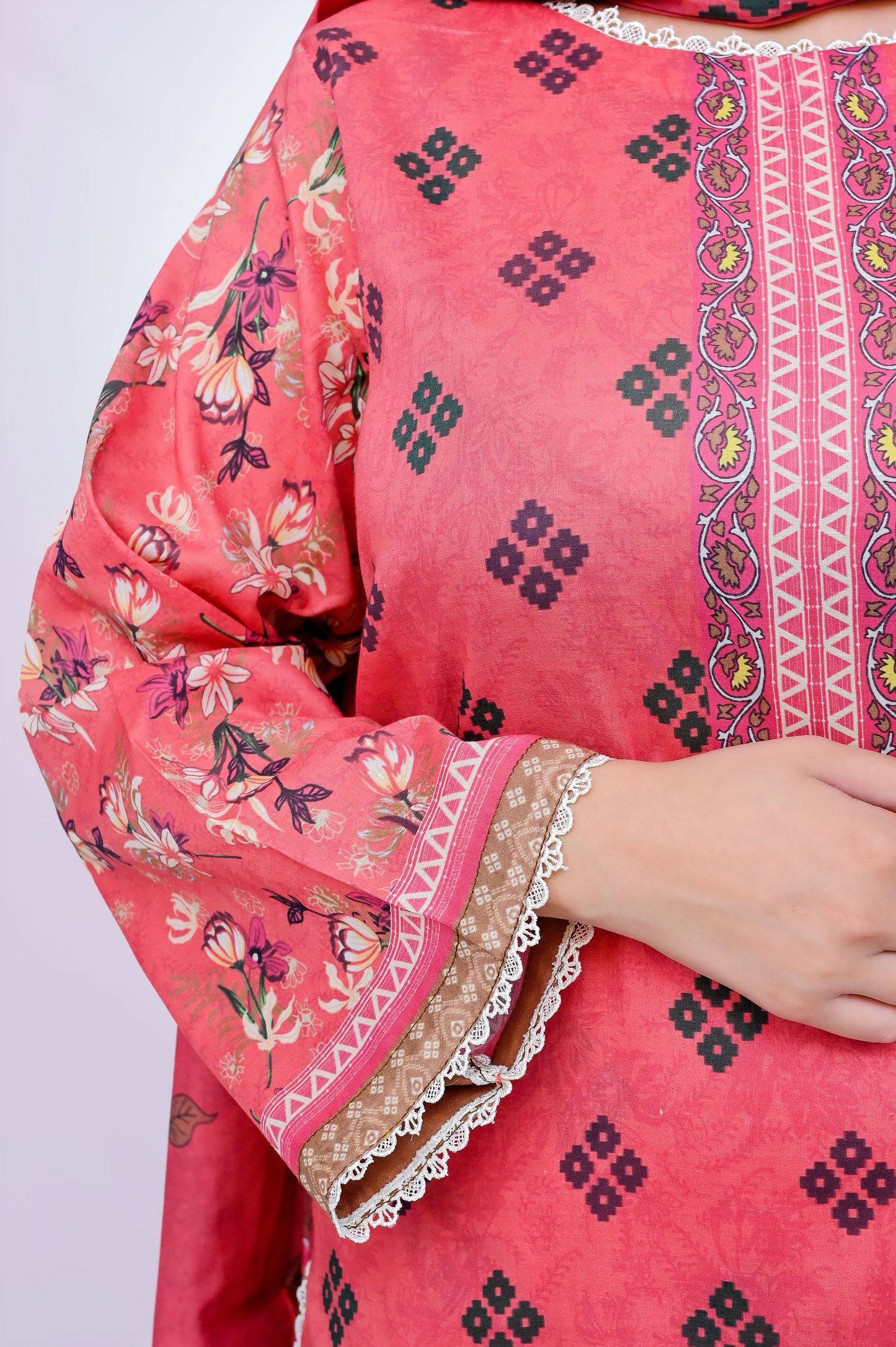 Retro 3-Piece Lawn Suit Unstitched (A-113)