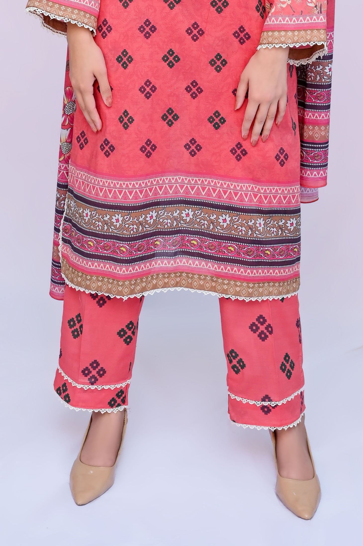 Retro 3-Piece Lawn Suit Unstitched (A-113)