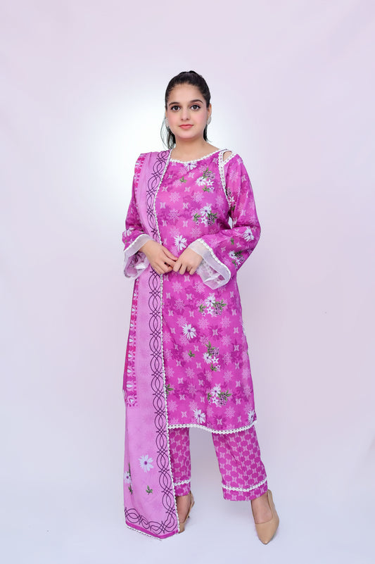 Orchid 3-Piece Lawn Suit Unstitched (A-104)