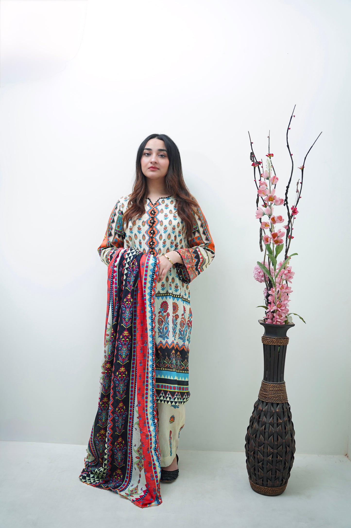 Bohemian Bloom 3-Piece Lawn Suit Unstitched (A-124)